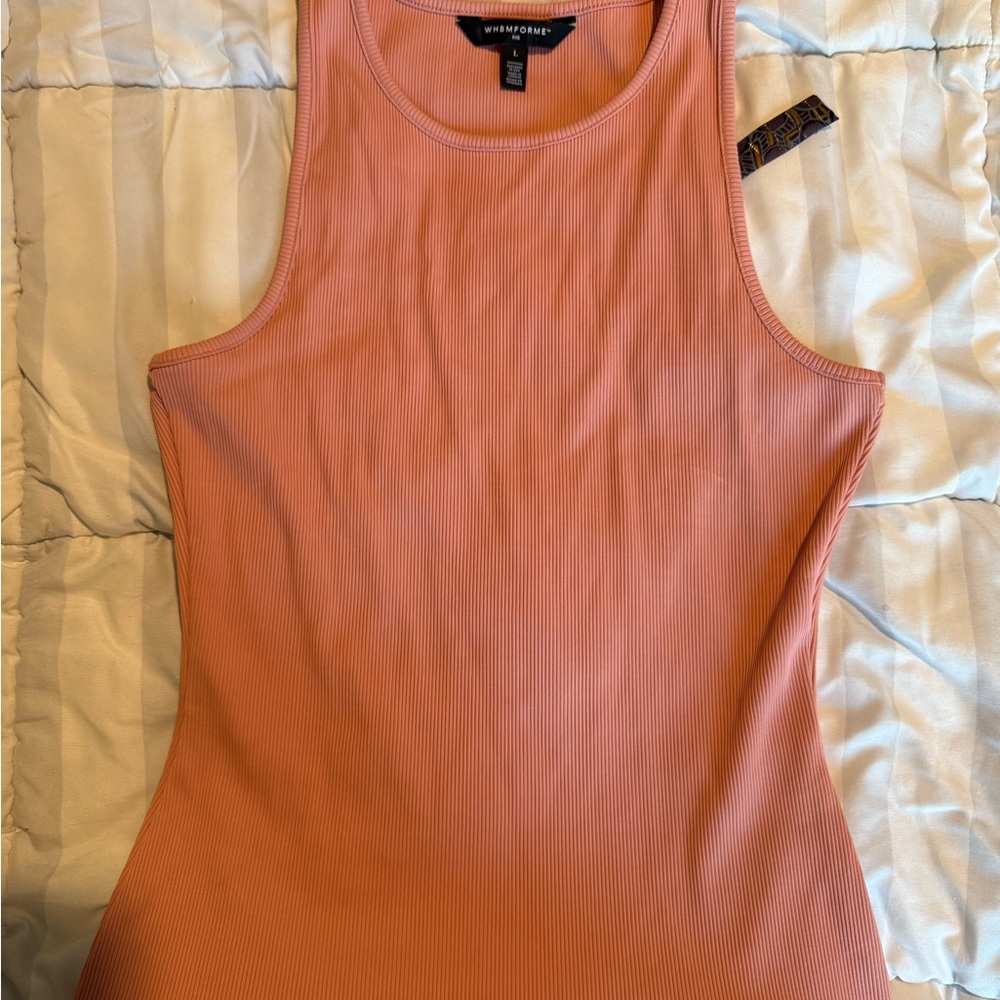 White House Black Market Peach Ribbed Tank Top